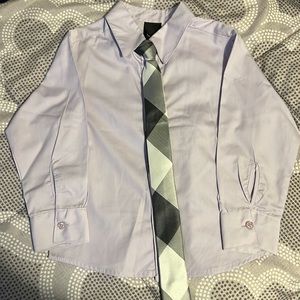Van Heusen lavender button down with clip on tie.